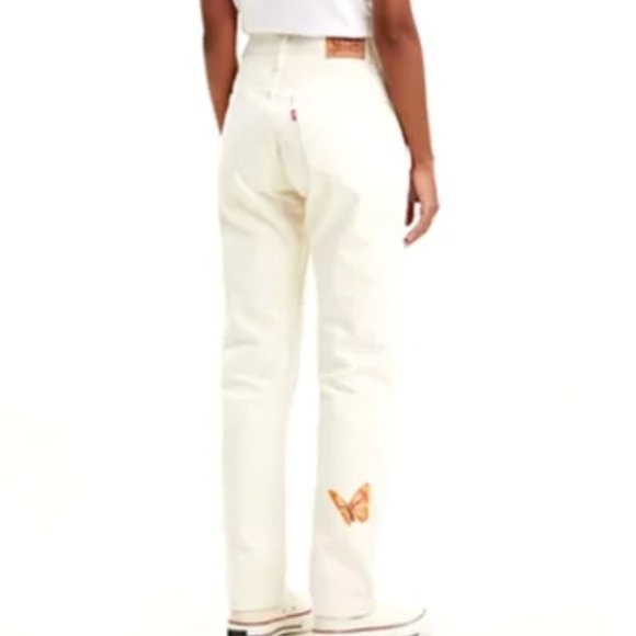 New! LEVIS 501 | Give Me Butterflies High Rise Denim Straight Leg - Picture 7 of 8